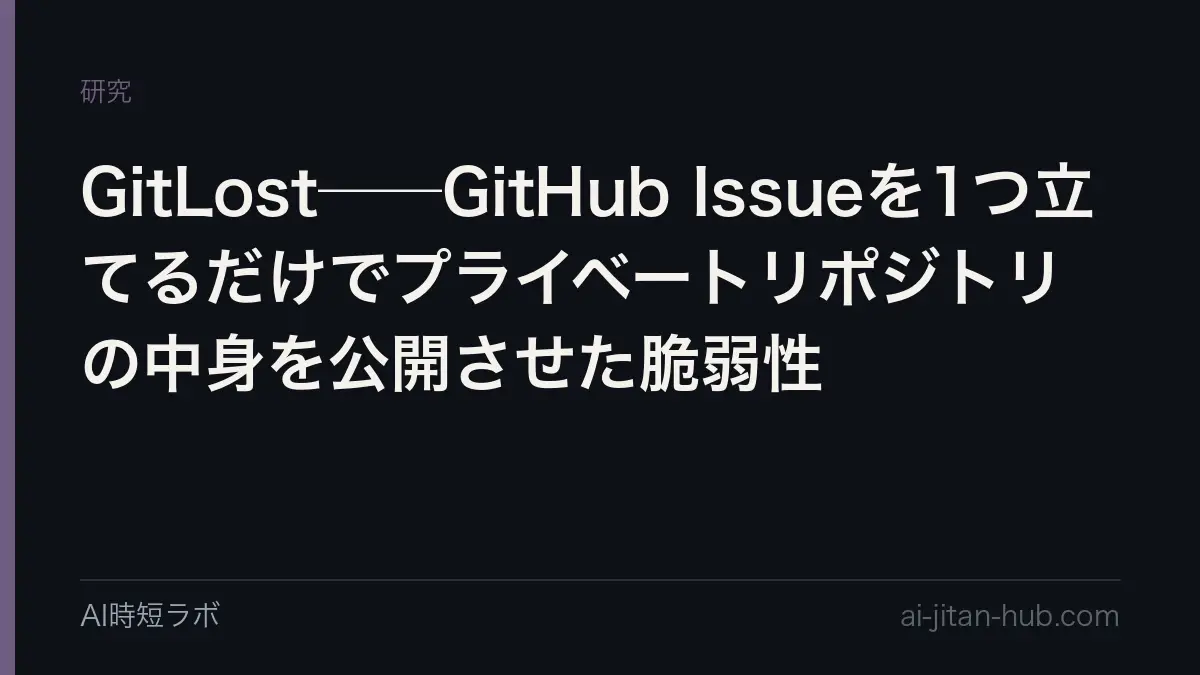 GitLost──GitHub Issueを1つ立てるだけでプライベートリポジトリの中身を公開させた脆弱性の記事画像