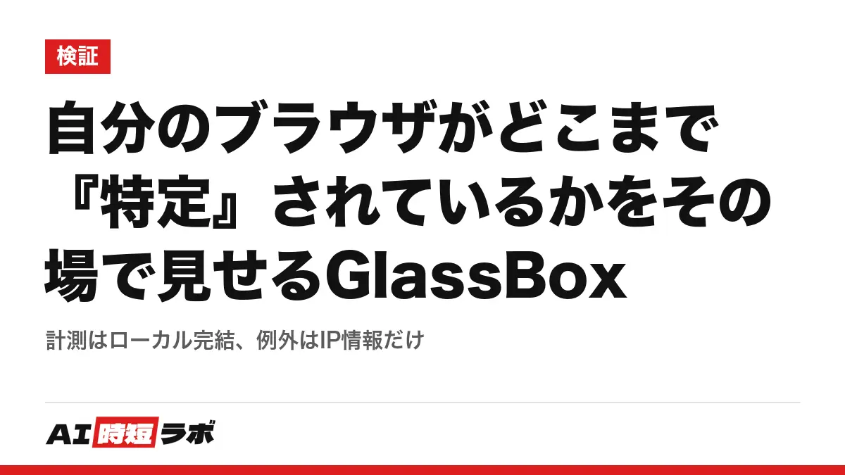 自分のブラウザがどこまで『特定』されているかをその場で見せるGlassBox──計測はローカル完結、例外はIP情報だけの記事画像