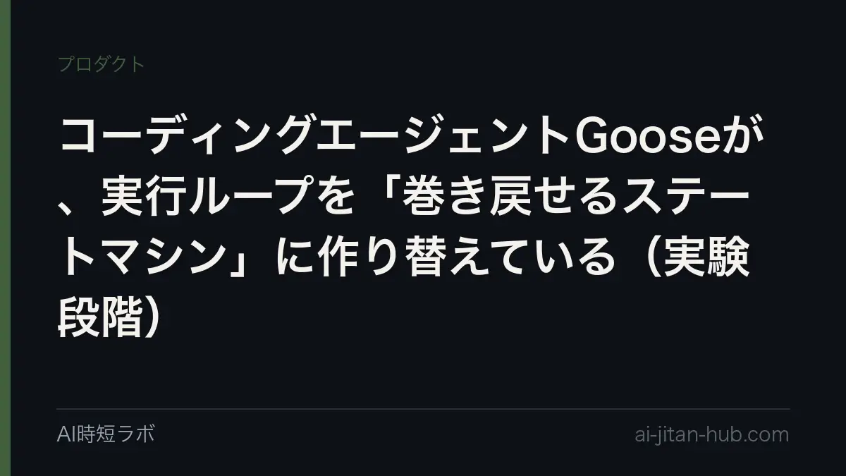 コーディングエージェントGooseが、実行ループを「巻き戻せるステートマシン」に作り替えている（実験段階）の記事画像