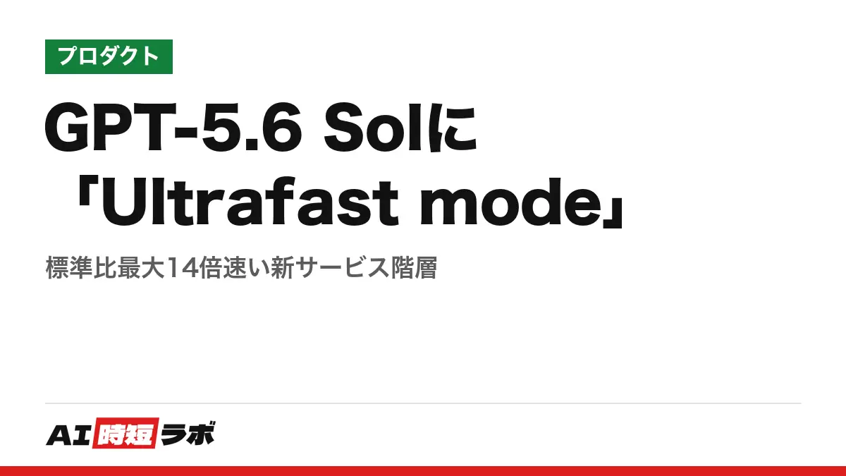 GPT-5.6 Solに「Ultrafast mode」──標準比最大14倍速い新サービス階層の記事画像