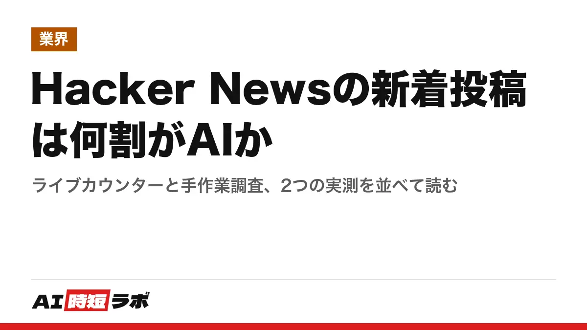Hacker Newsの新着投稿は何割がAIか──ライブカウンターと手作業調査、2つの実測を並べて読むの記事画像