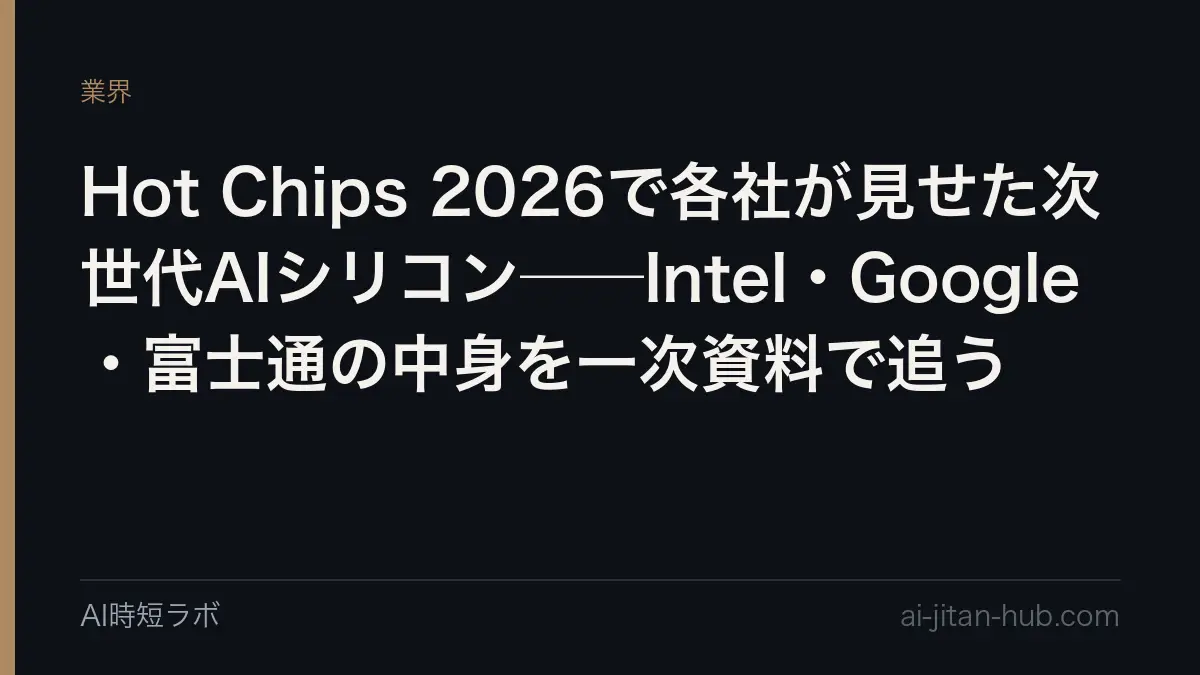Hot Chips 2026で各社が見せた次世代AIシリコン──Intel・Google・富士通の中身を一次資料で追うの記事画像