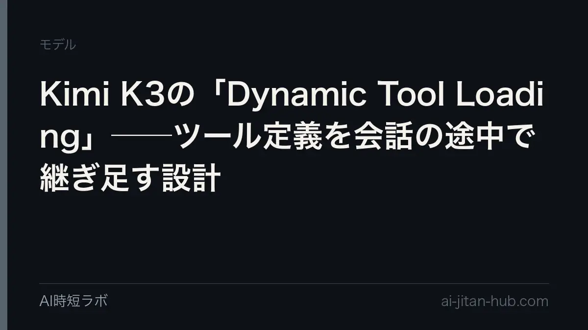 Kimi K3の「Dynamic Tool Loading」──ツール定義を会話の途中で継ぎ足す設計の記事画像