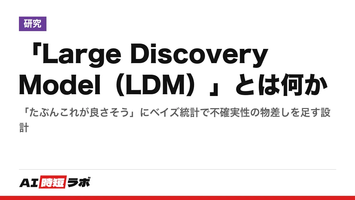 「Large Discovery Model（LDM）」とは何か──「たぶんこれが良さそう」にベイズ統計で不確実性の物差しを足す設計の記事画像
