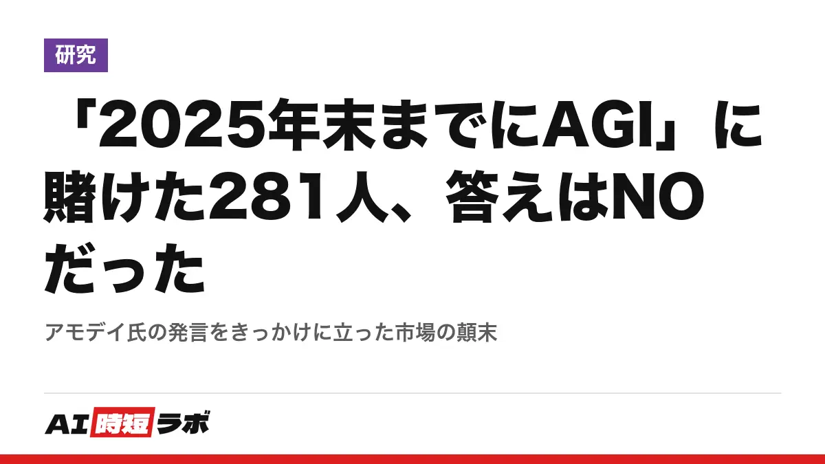 「2025年末までにAGI」に賭けた281人、答えはNOだった──アモデイ氏の発言をきっかけに立った市場の顛末の記事画像
