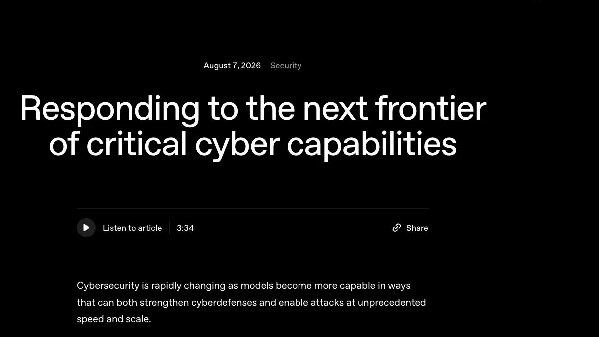 OpenAI、次世代モデル「Astra」の開発を一時停止──サイバー能力が自社基準の最上位「Critical」級の可能性、"排除できない"と発表の記事画像