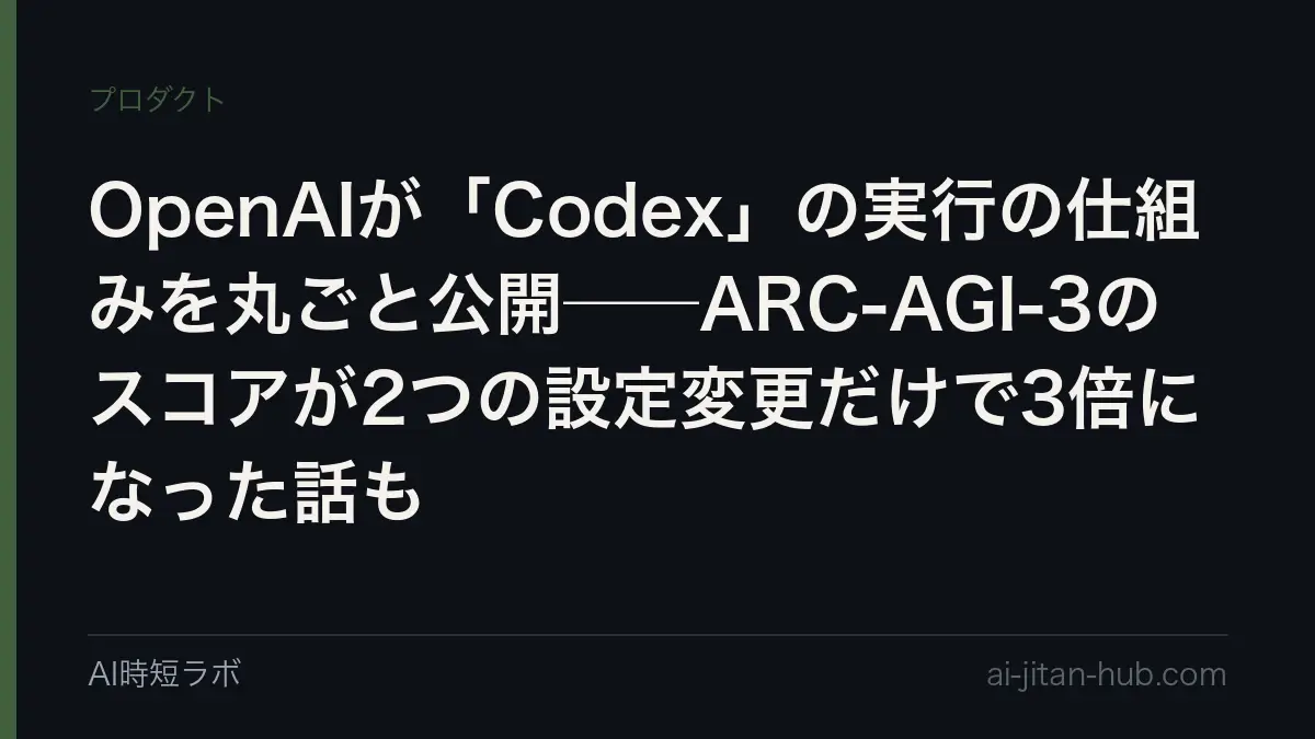 OpenAIが「Codex」の実行の仕組みを丸ごと公開──ARC-AGI-3のスコアが2つの設定変更だけで3倍になった話もの記事画像