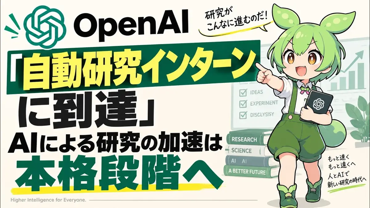 OpenAI「自動研究インターンに到達」解説動画のサムネイル