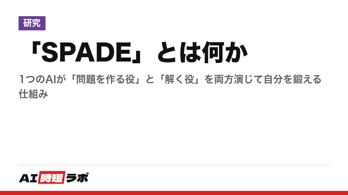 「SPADE」とは何か──1つのAIが「問題を作る役」と「解く役」を両方演じて自分を鍛える仕組みの記事画像
