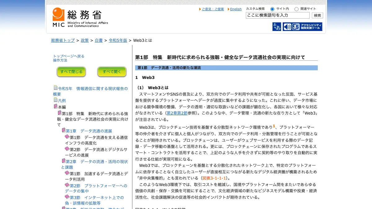Web3（ウェブスリー）・Web3.0とは──ブロックチェーンを基盤に、特定の企業を介さず個人間でデータや価値をやりとりする次世代のインターネットの考え方。政府の重点計画は2024年・2025年に定義を書き、2026年7月の重点計画に「Web3」の語はない【2026年10月版】